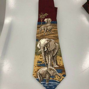 Elephant Stomping Ground Animal Tracks 1997 Tie